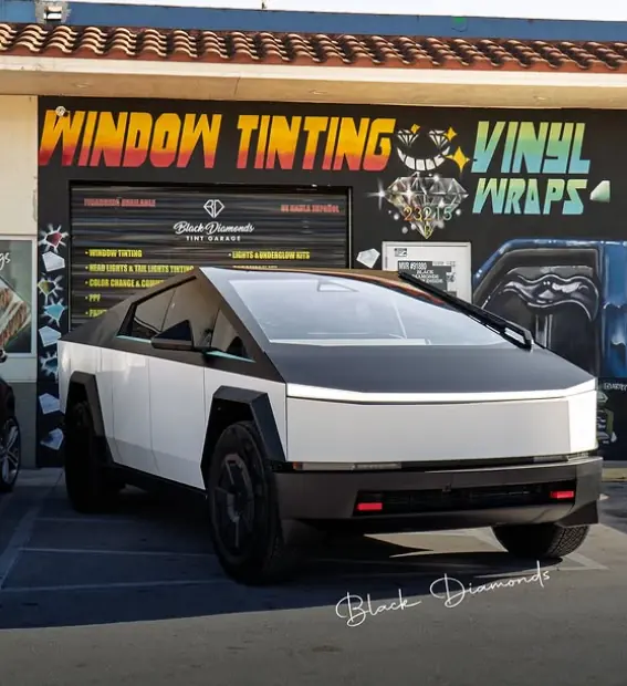 Cybertruck Wrap by Black Diamonds Tinting Garage